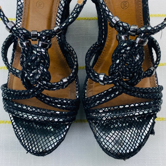 Adriana Barra Metallic Platform Espadrilles Womens 38 US 9 Made in Brazil Luxe - Picture 8 of 12